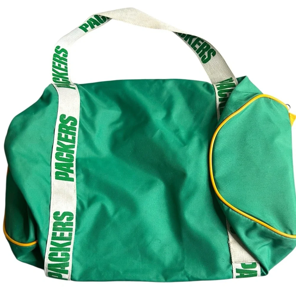 Vintage Green Bay Packers Duffel Bag NFL Football Gym Travel Tote Green & Yellow